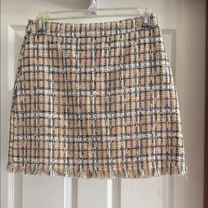 English Factory Cream and Brown Mini Pencil Skirt